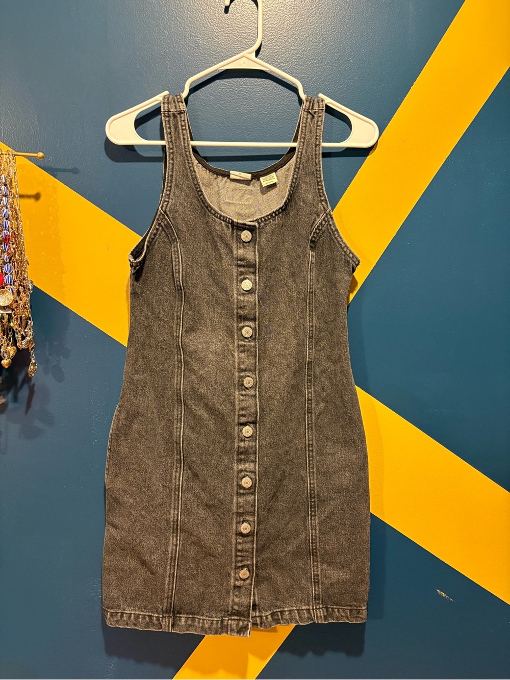 Levi's Washed Black Sleeveless Denim Mini Dress EUC